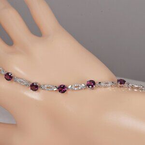 Natural Chrome Garnet Gemstone Tennis Bracelet Real Solid 925 7"